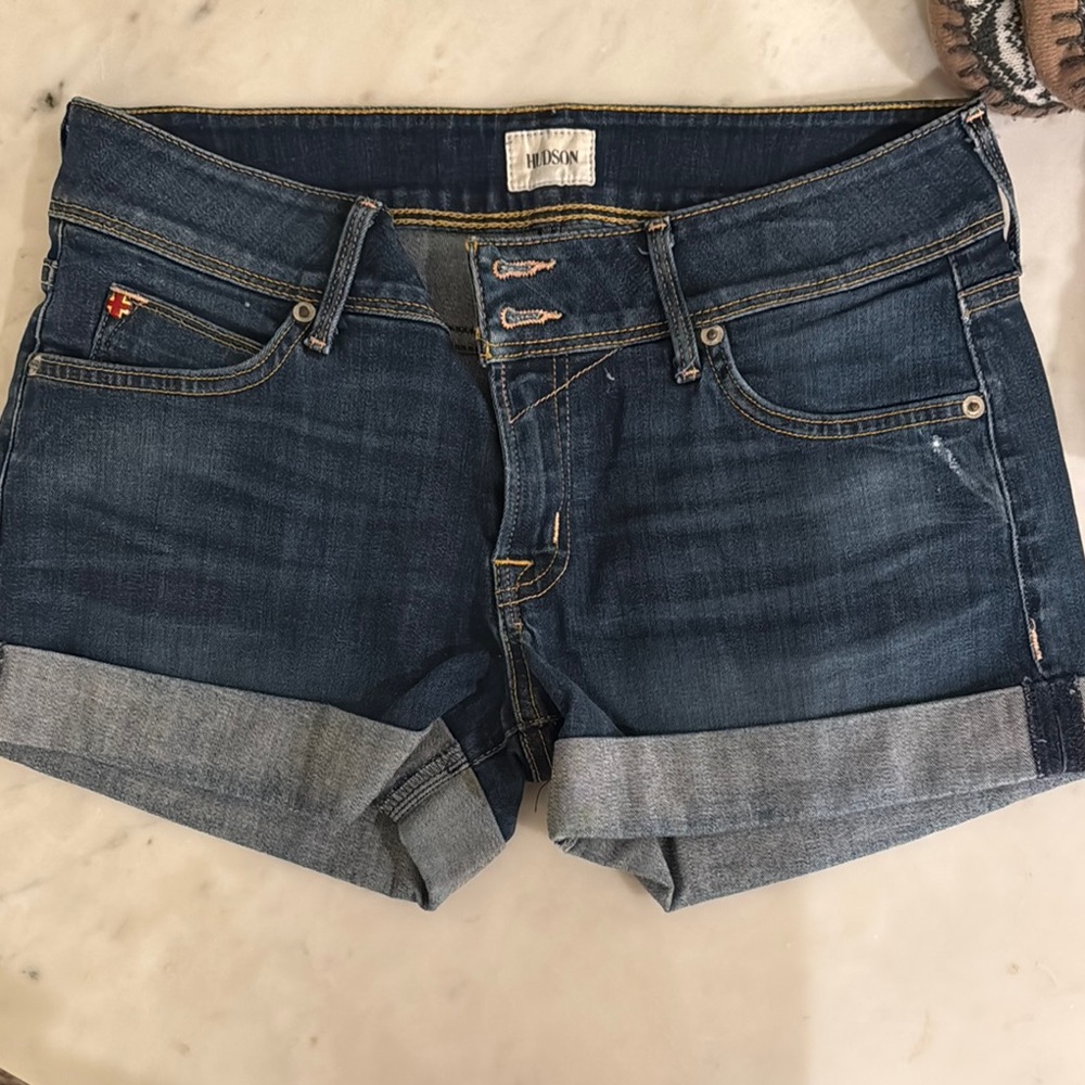 Hudson Jeans Blue Jean Shorts with Rolled Hems